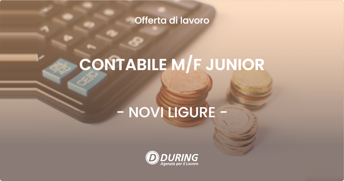OFFERTA LAVORO - CONTABILE MF  JUNIOR - NOVI LIGURE