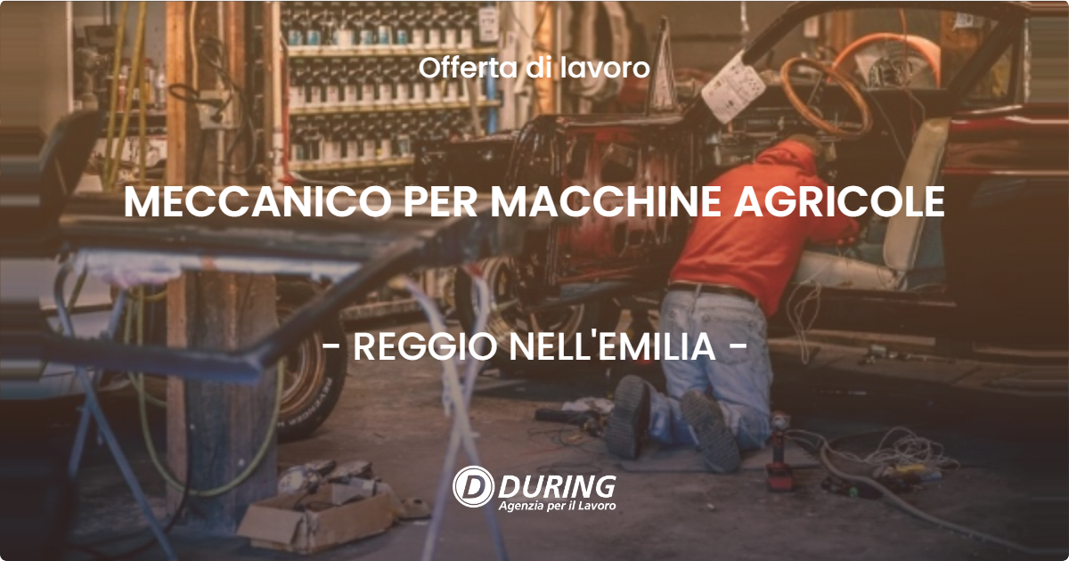 OFFERTA LAVORO - MECCANICO PER MACCHINE AGRICOLE - REGGIO NELL'EMILIA (RE)