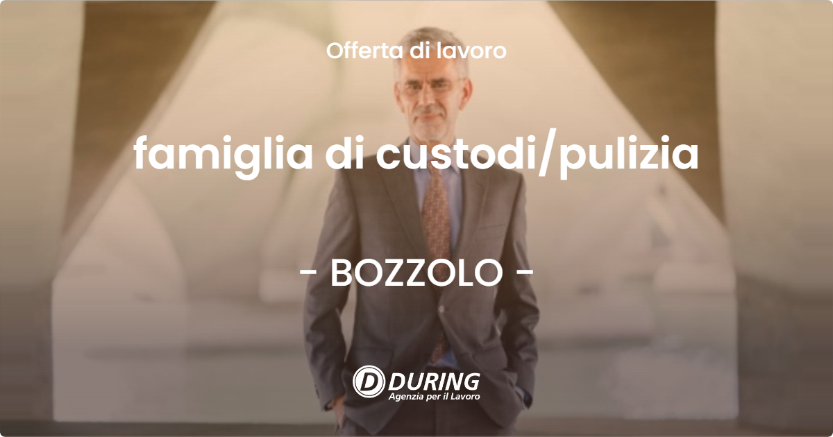 OFFERTA LAVORO - famiglia di custodipulizia - BOZZOLO