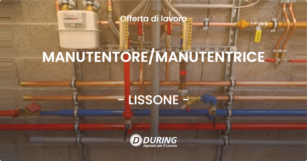 OFFERTA LAVORO - MANUTENTORE/MANUTENTRICE - LISSONE (MB)