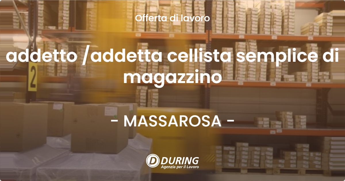 OFFERTA LAVORO - addetto addetta cellista semplice di magazzino - MASSAROSA