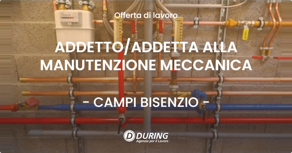 OFFERTA LAVORO - ADDETTOADDETTA ALLA MANUTENZIONE MECCANICA - CAMPI BISENZIO