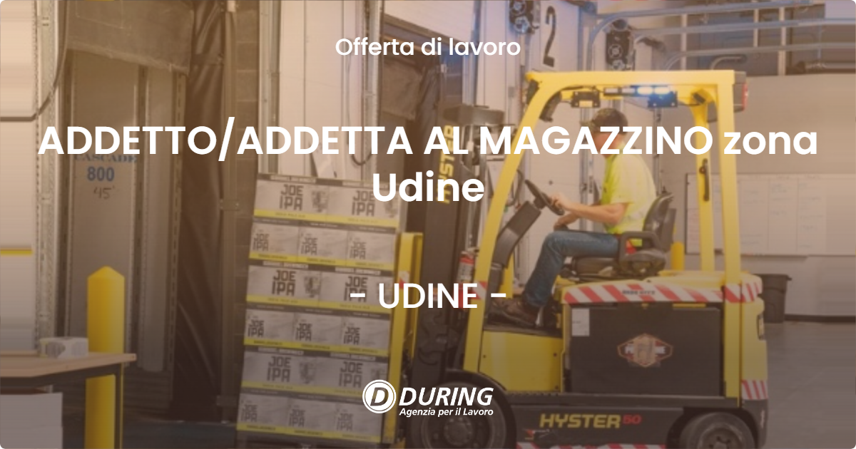 OFFERTA LAVORO - ADDETTOADDETTA AL MAGAZZINO zona Udine - UDINE