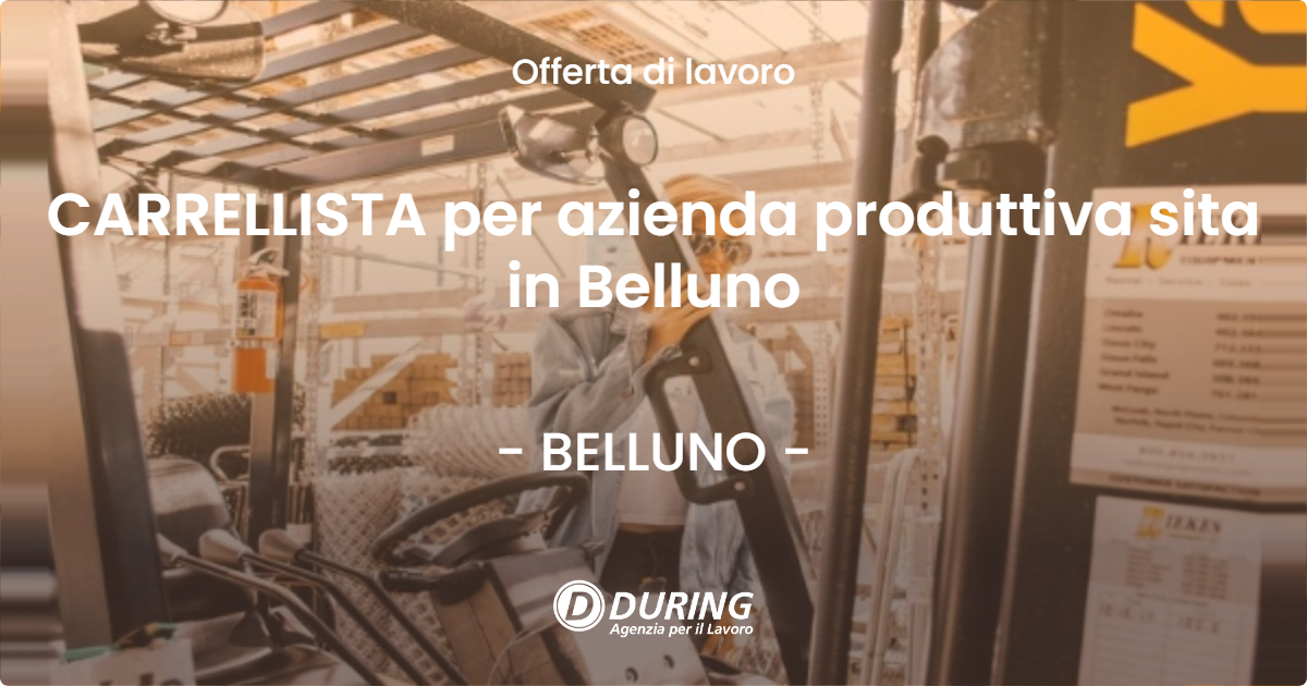 OFFERTA LAVORO - CARRELLISTA per azienda produttiva sita in Belluno - BELLUNO