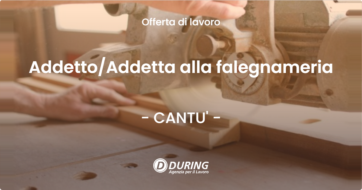 OFFERTA LAVORO - AddettoAddetta alla falegnameria - CANTU'