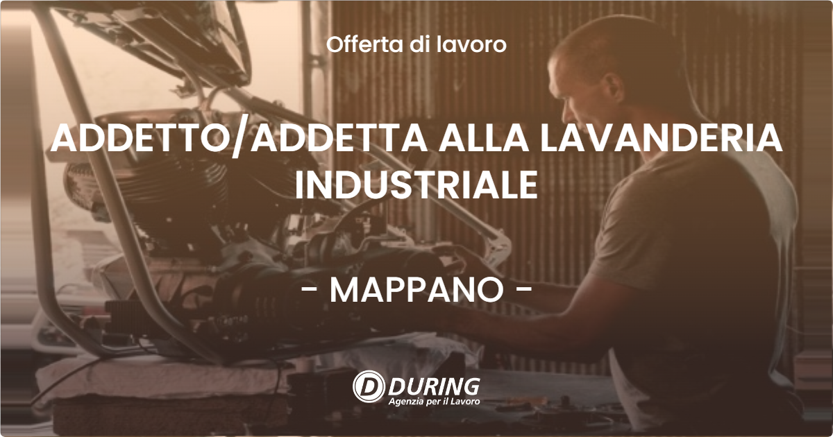 OFFERTA LAVORO - ADDETTOADDETTA ALLA LAVANDERIA INDUSTRIALE - MAPPANO