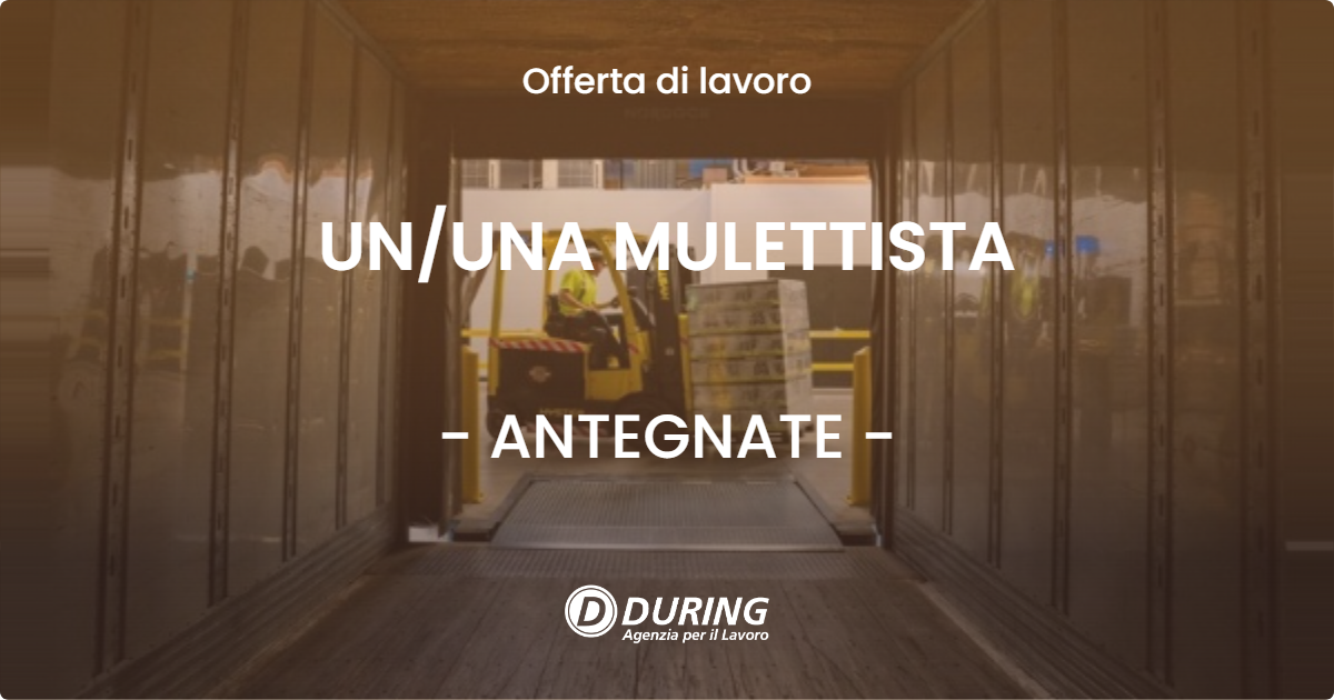 OFFERTA LAVORO - UN/UNA MULETTISTA - ANTEGNATE (BG)