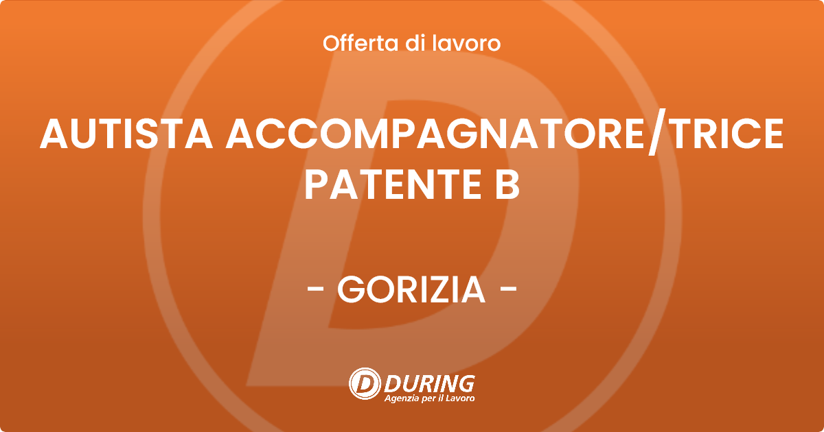 OFFERTA LAVORO - AUTISTA ACCOMPAGNATORE/TRICE PATENTE B - GORIZIA (GO)