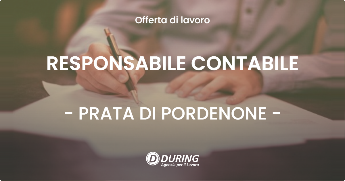OFFERTA LAVORO - RESPONSABILE CONTABILE - PRATA DI PORDENONE (PN)