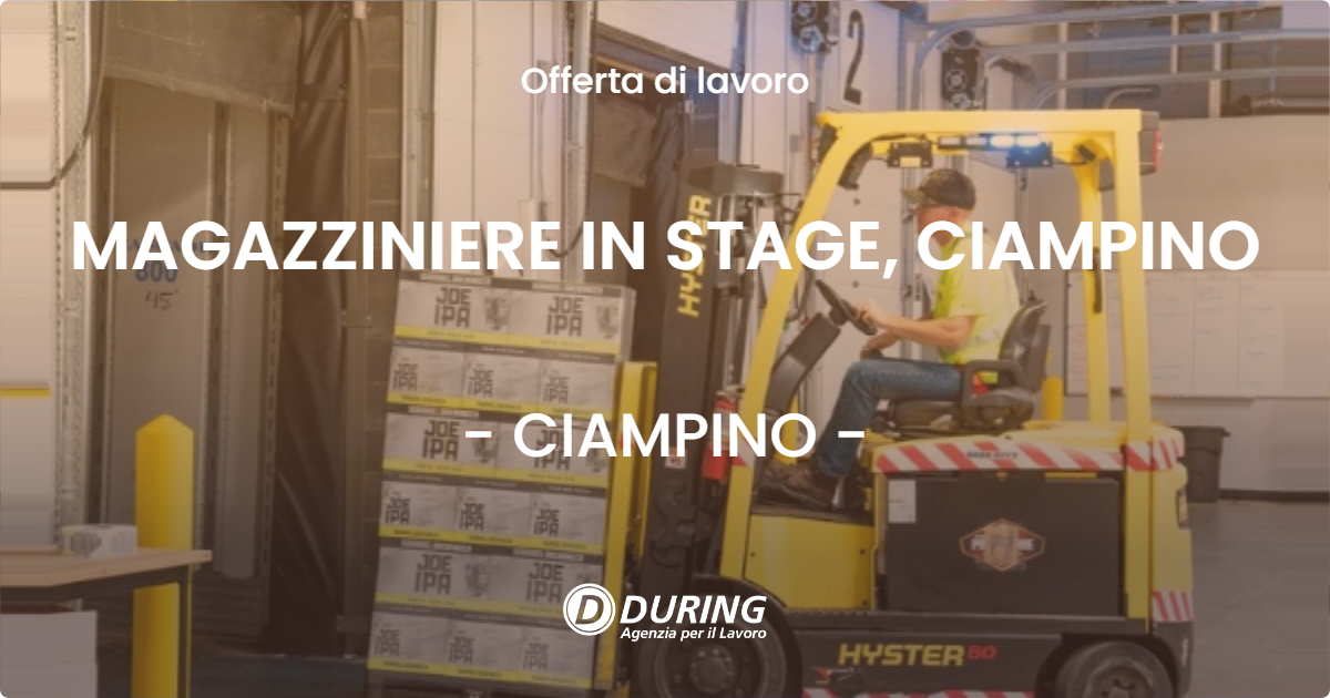 OFFERTA LAVORO - MAGAZZINIERE IN STAGE, CIAMPINO - CIAMPINO (Roma)