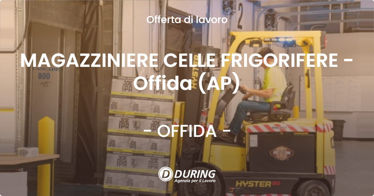 OFFERTA LAVORO - MAGAZZINIERE CELLE FRIGORIFERE - Offida (AP) - OFFIDA (AP)