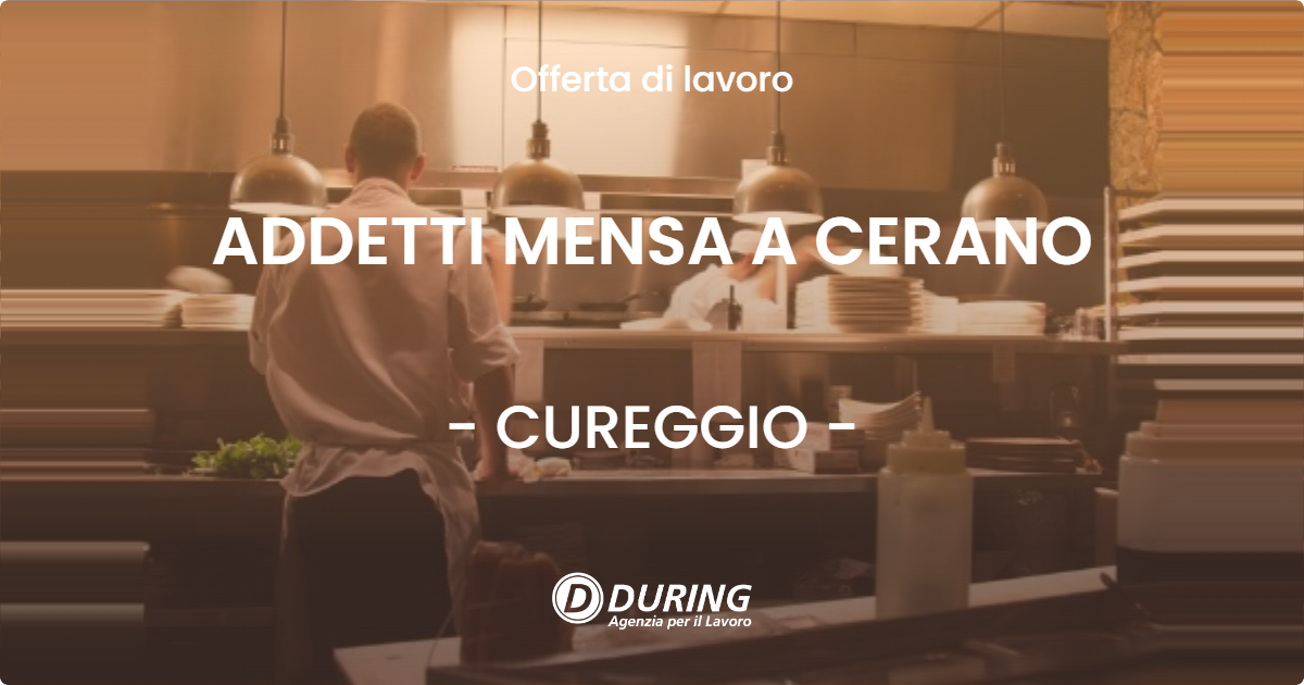 OFFERTA LAVORO - ADDETTI MENSA A CERANO - CUREGGIO (NO)