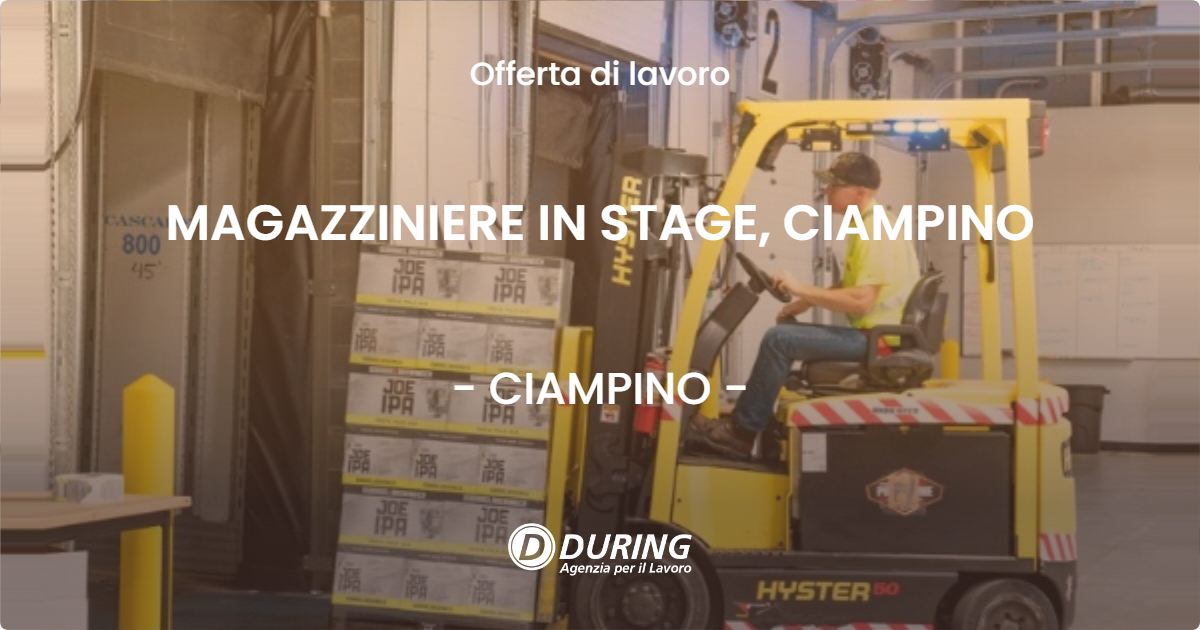 OFFERTA LAVORO - MAGAZZINIERE IN STAGE, CIAMPINO - CIAMPINO (Roma)