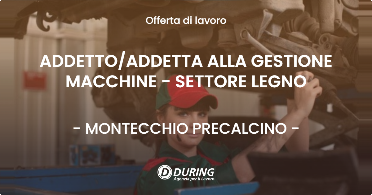 OFFERTA LAVORO - ADDETTO/ADDETTA ALLA GESTIONE MACCHINE - SETTORE LEGNO - MONTECCHIO PRECALCINO (VI)