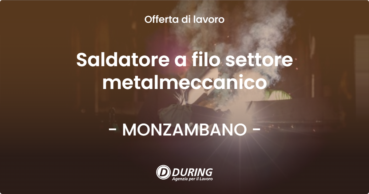 OFFERTA LAVORO - Saldatore a filo settore metalmeccanico - MONZAMBANO (MN)