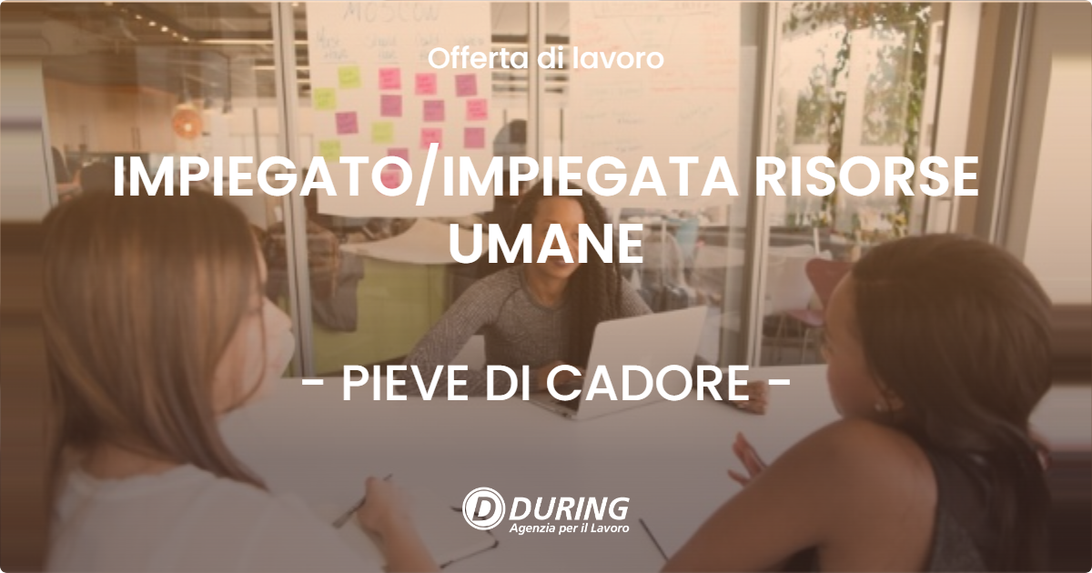 OFFERTA LAVORO - IMPIEGATO/IMPIEGATA RISORSE UMANE - PIEVE DI CADORE (BL)