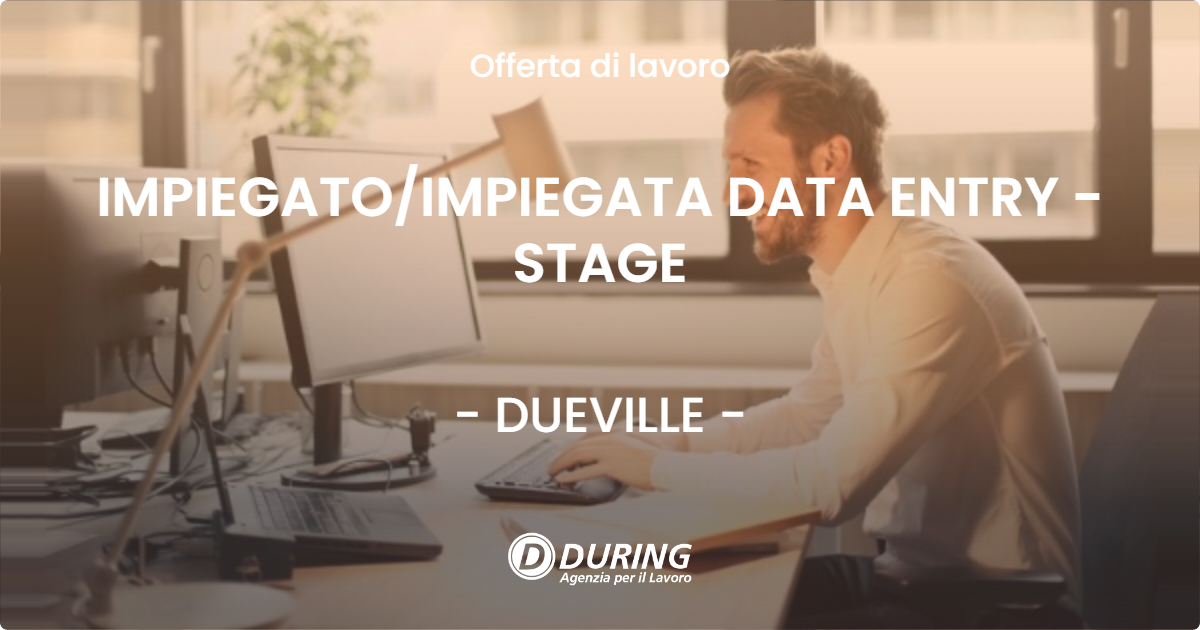 OFFERTA LAVORO - IMPIEGATO/IMPIEGATA DATA ENTRY - STAGE - DUEVILLE (VI)