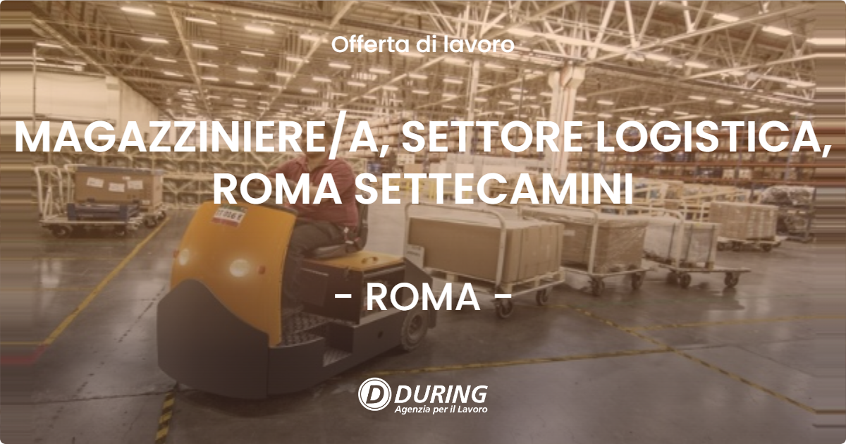 OFFERTA LAVORO - MAGAZZINIERE/A, SETTORE LOGISTICA, ROMA SETTECAMINI - ROMA (Roma)