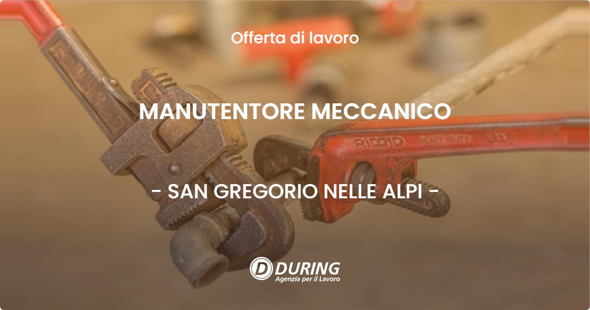 OFFERTA LAVORO - MANUTENTORE MECCANICO - SAN GREGORIO NELLE ALPI (BL)