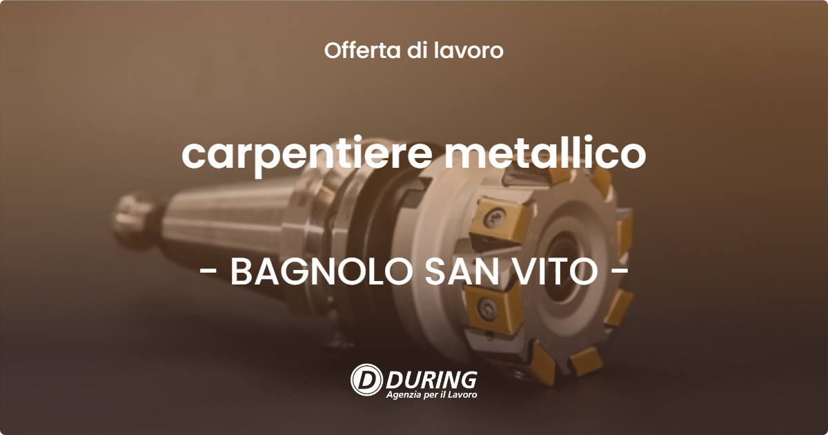 OFFERTA LAVORO - carpentiere metallico - BAGNOLO SAN VITO