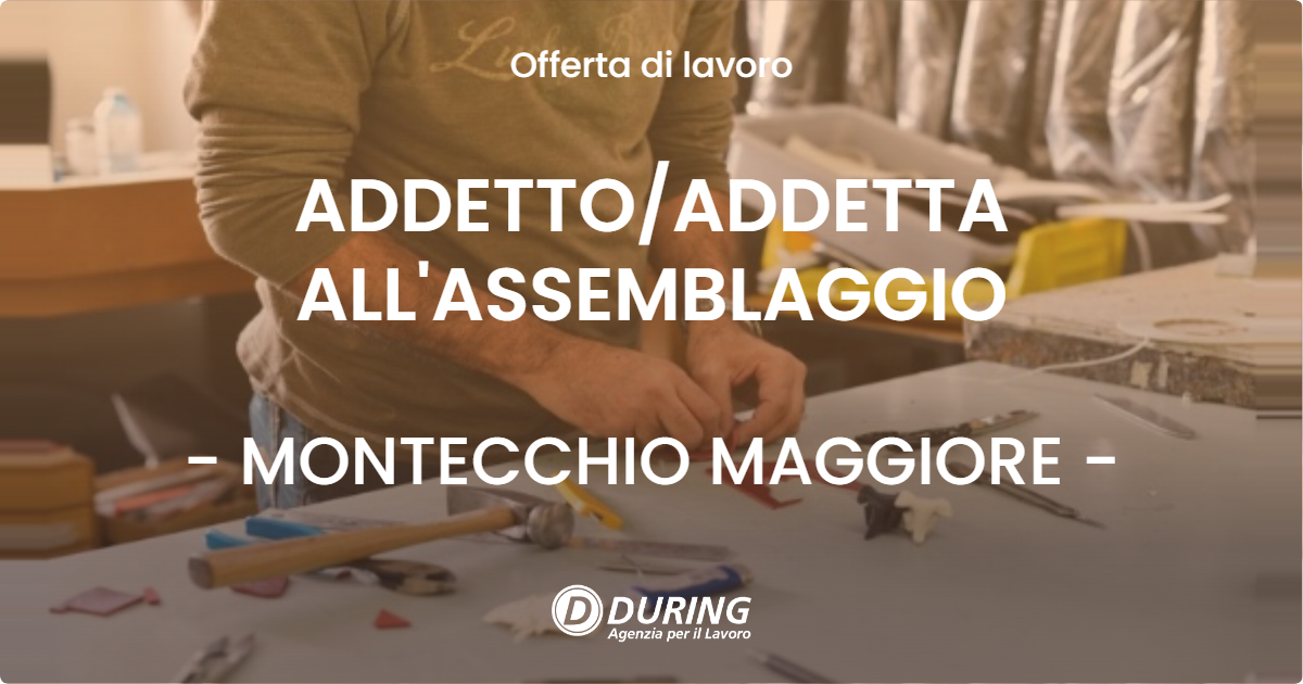 OFFERTA LAVORO - ADDETTO/ADDETTA ALL'ASSEMBLAGGIO - MONTECCHIO MAGGIORE (VI)