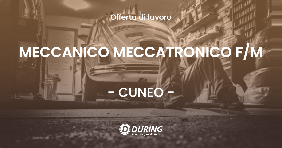OFFERTA LAVORO - MECCANICO MECCATRONICO F/M - CUNEO (CN)