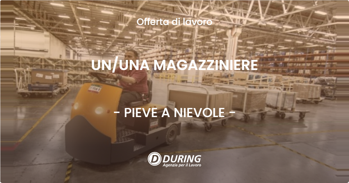 OFFERTA LAVORO - UNUNA MAGAZZINIERE - PIEVE A NIEVOLE