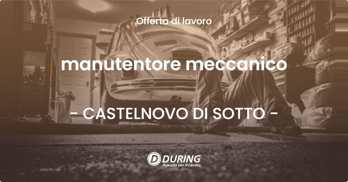OFFERTA LAVORO - manutentore meccanico - CASTELNOVO DI SOTTO (RE)