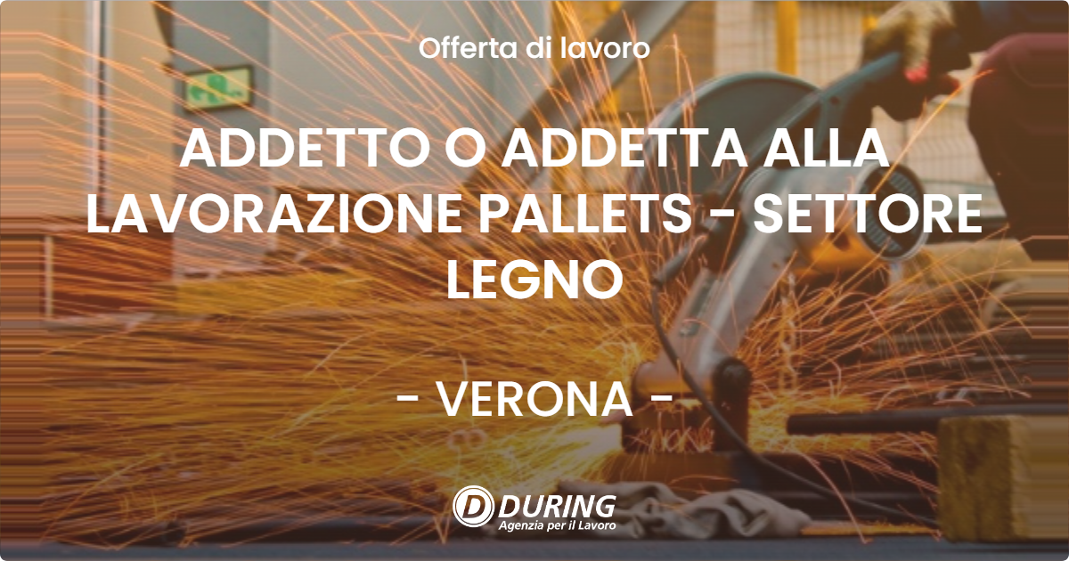 OFFERTA LAVORO - ADDETTO O ADDETTA ALLA LAVORAZIONE PALLETS - SETTORE LEGNO - VERONA (VR)