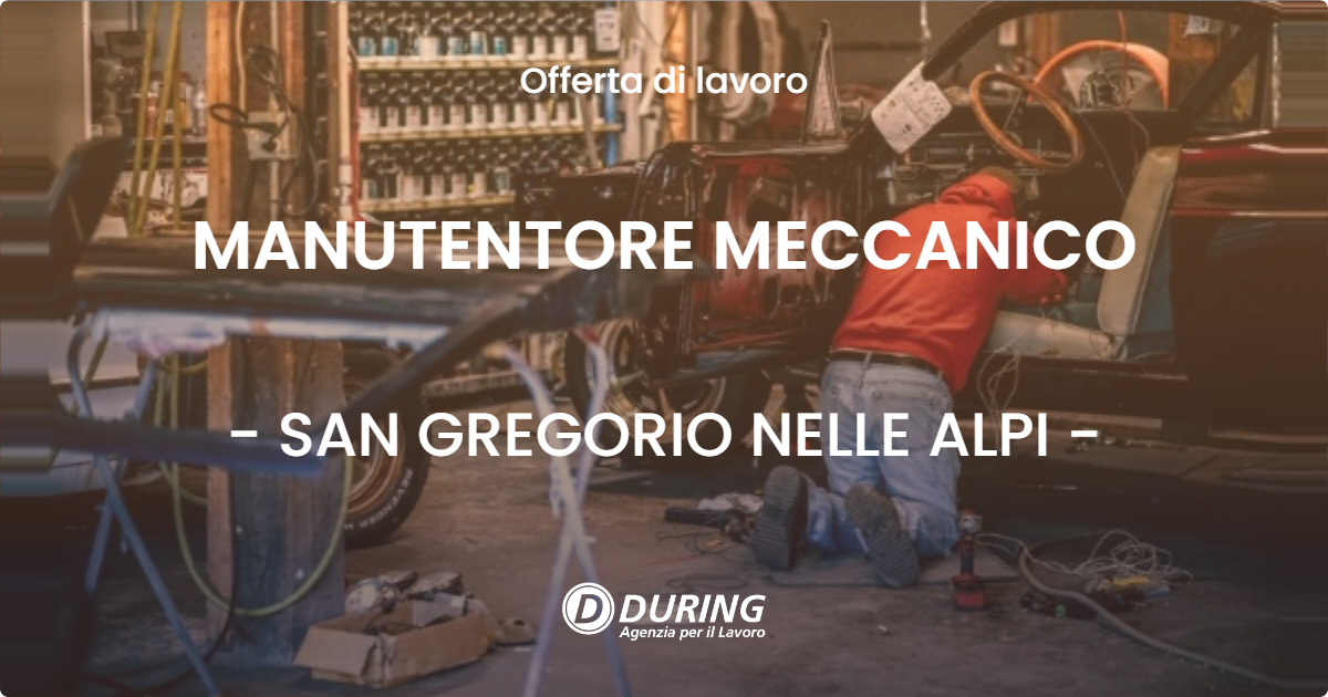 OFFERTA LAVORO - MANUTENTORE MECCANICO - SAN GREGORIO NELLE ALPI (BL)