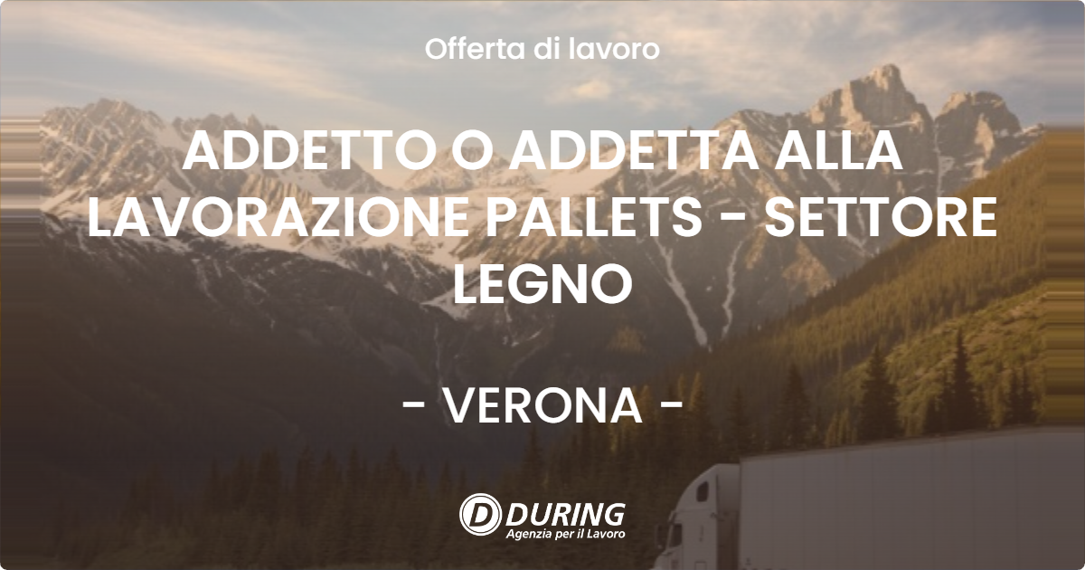 OFFERTA LAVORO - ADDETTO O ADDETTA ALLA LAVORAZIONE PALLETS - SETTORE LEGNO - VERONA (VR)