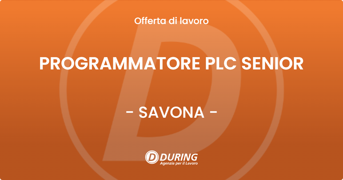 OFFERTA LAVORO - PROGRAMMATORE PLC SENIOR - SAVONA