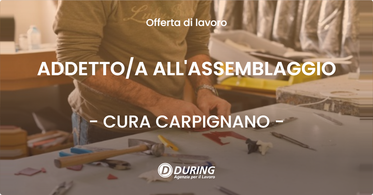 OFFERTA LAVORO - ADDETTOA ALL'ASSEMBLAGGIO - CURA CARPIGNANO