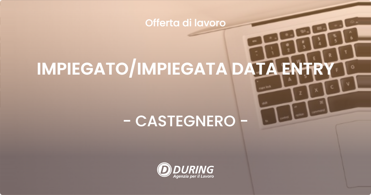 OFFERTA LAVORO - IMPIEGATO/IMPIEGATA DATA ENTRY - CASTEGNERO (VI)