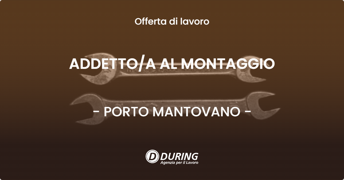 OFFERTA LAVORO - ADDETTO/A AL MONTAGGIO - PORTO MANTOVANO (MN)