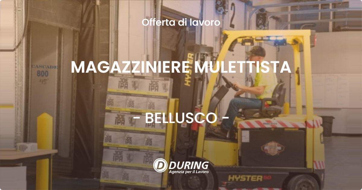 OFFERTA LAVORO - MAGAZZINIERE MULETTISTA - BELLUSCO (MB)