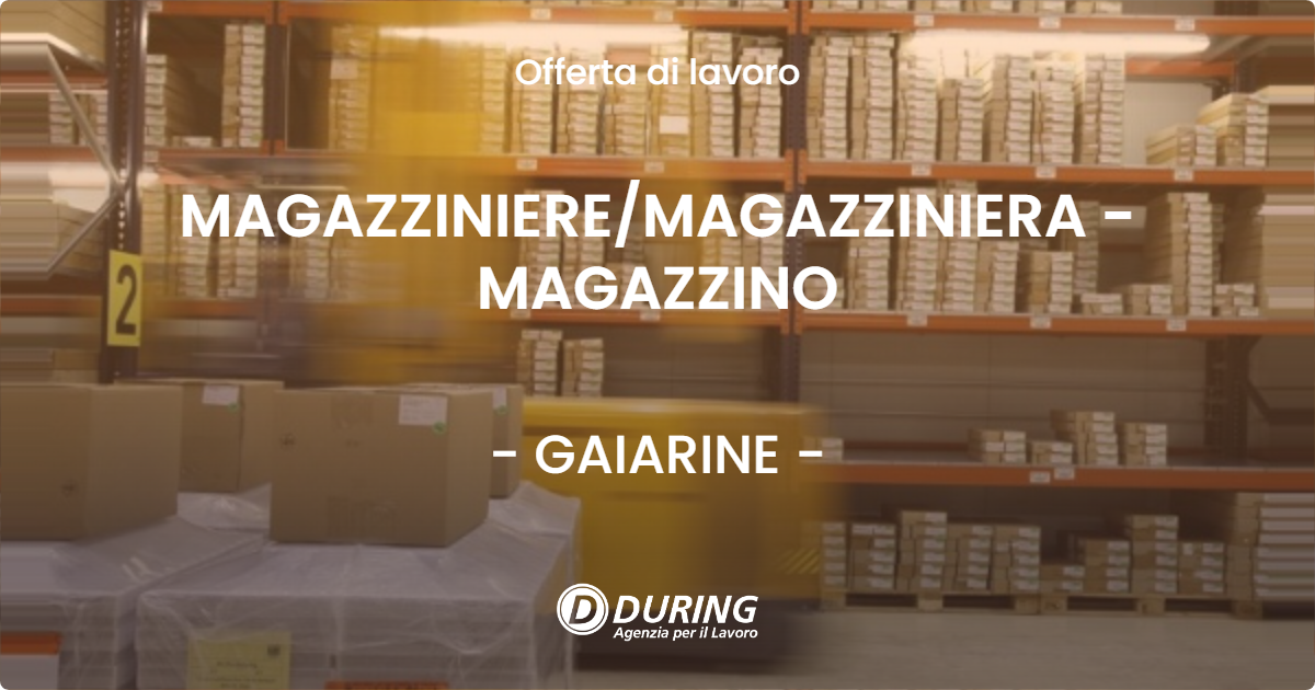 OFFERTA LAVORO - MAGAZZINIERE/MAGAZZINIERA - MAGAZZINO - GAIARINE (TV)