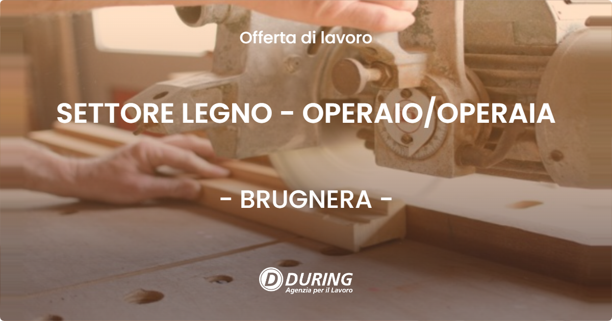OFFERTA LAVORO - SETTORE LEGNO - OPERAIO/OPERAIA - BRUGNERA (PN)
