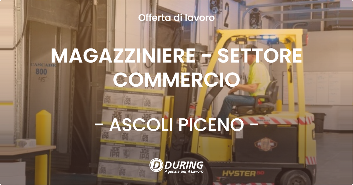 OFFERTA LAVORO - MAGAZZINIERE - SETTORE COMMERCIO - ASCOLI PICENO (AP)
