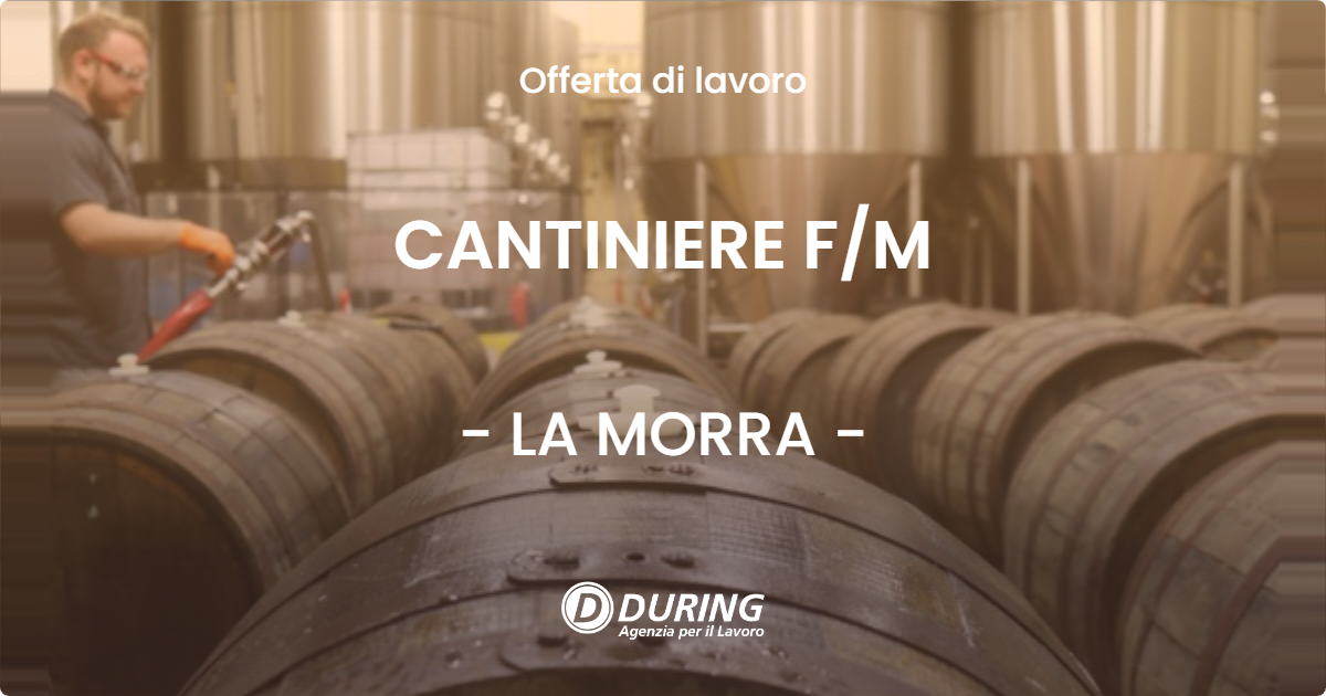 OFFERTA LAVORO - CANTINIERE F/M - LA MORRA (CN)