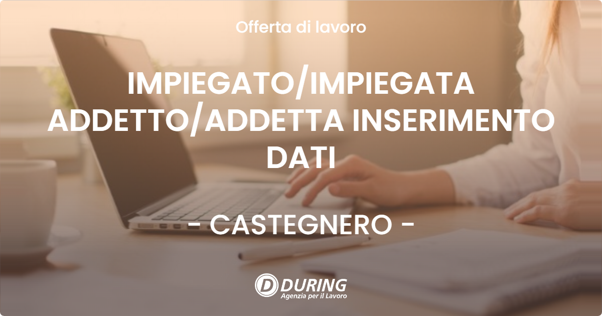 OFFERTA LAVORO - IMPIEGATO/IMPIEGATA ADDETTO/ADDETTA INSERIMENTO DATI - CASTEGNERO (VI)