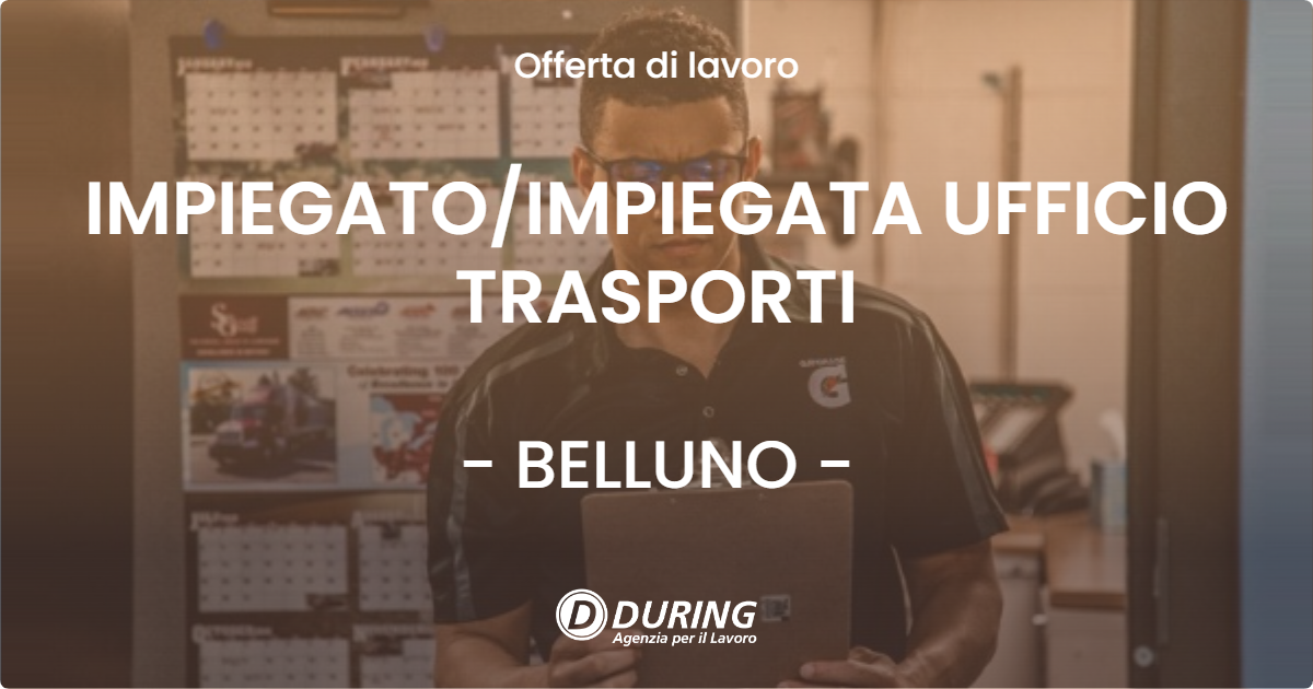 OFFERTA LAVORO - IMPIEGATO/IMPIEGATA UFFICIO TRASPORTI - BELLUNO (BL)