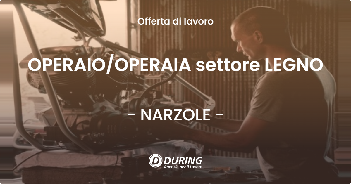 OFFERTA LAVORO - OPERAIO/OPERAIA settore LEGNO - NARZOLE (CN)