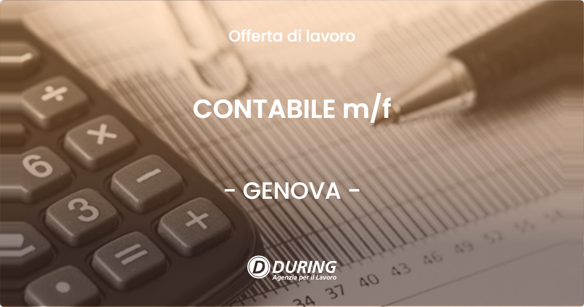 OFFERTA LAVORO - CONTABILE m/f - GENOVA (GE)