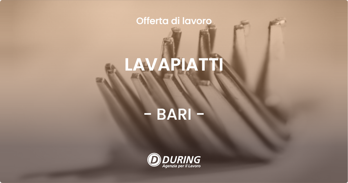 OFFERTA LAVORO - LAVAPIATTI - BARI (BA)