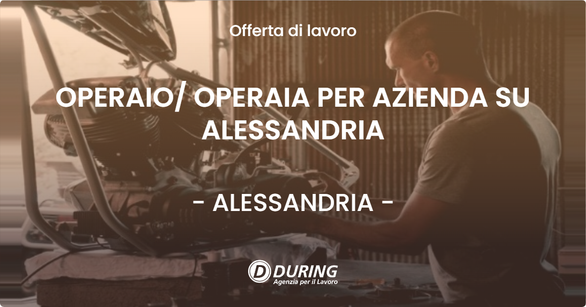 OFFERTA LAVORO - OPERAIO OPERAIA PER AZIENDA SU ALESSANDRIA - ALESSANDRIA