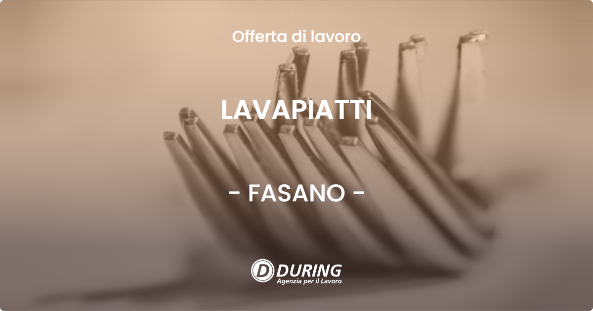 OFFERTA LAVORO - LAVAPIATTI - FASANO
