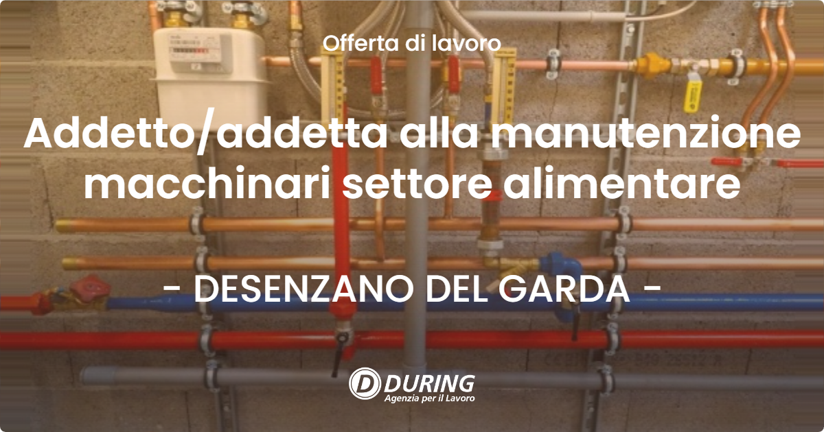 OFFERTA LAVORO - Addettoaddetta alla manutenzione macchinari settore alimentare - DESENZANO DEL GARDA