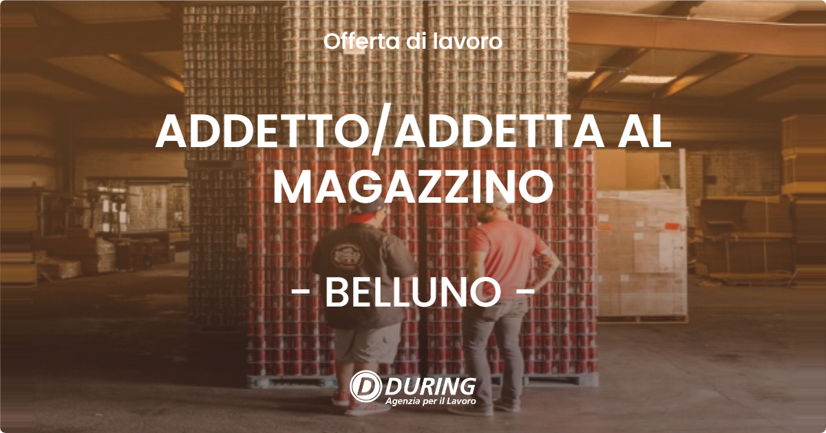 OFFERTA LAVORO - ADDETTO/ADDETTA AL MAGAZZINO - BELLUNO (BL)