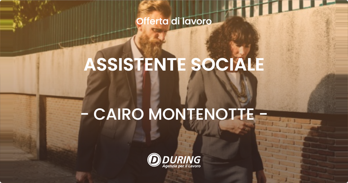 OFFERTA LAVORO - ASSISTENTE SOCIALE - CAIRO MONTENOTTE (SV)